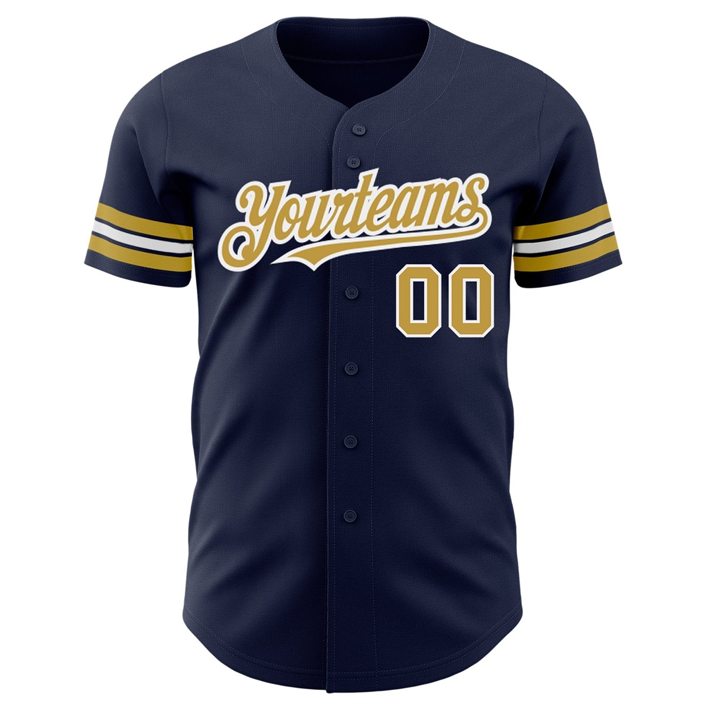 Custom Navy Old Gold-White Authentic Baseball Jersey baseball jersey product view 2