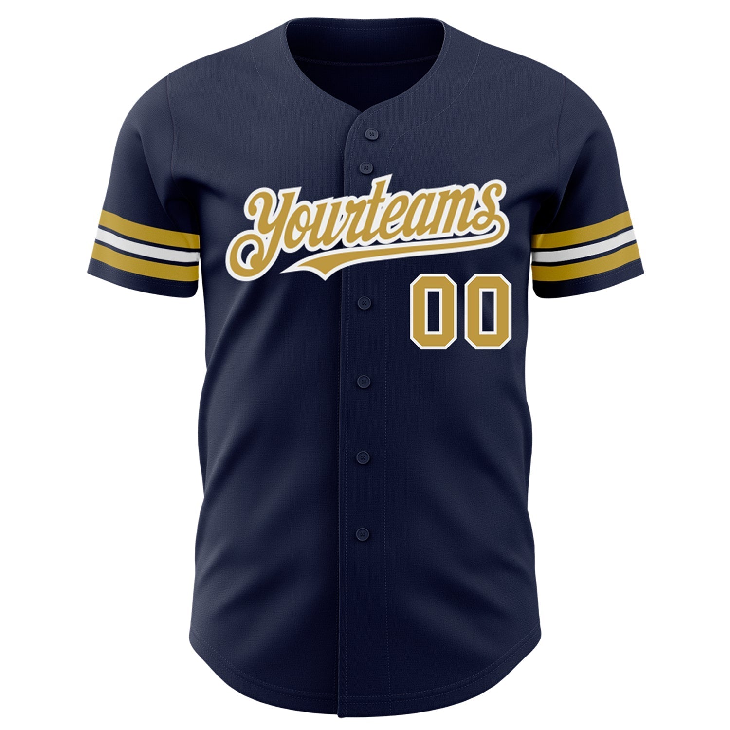 Custom Navy Old Gold-White Authentic Baseball Jersey baseball jersey product view 2