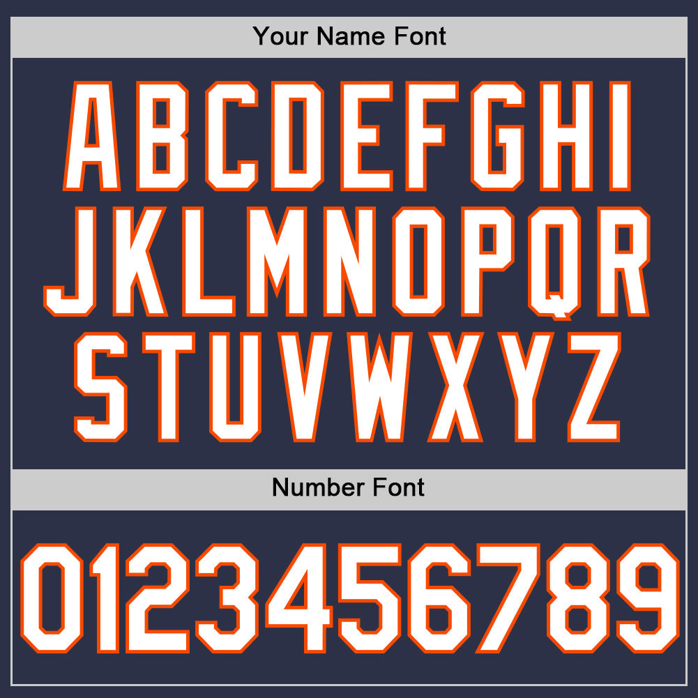 Custom Navy White-Orange Authentic Throwback Baseball Jersey baseball jersey product view 5