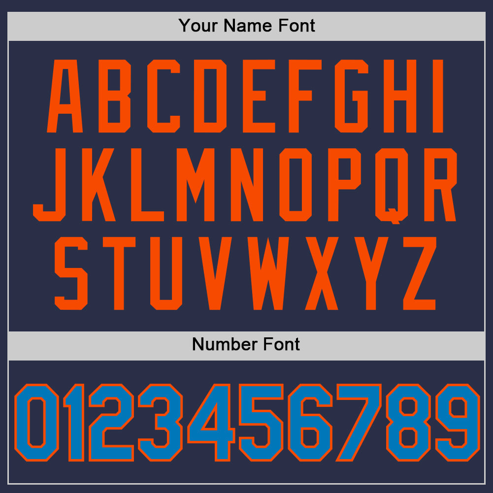 Custom Navy Blue-Orange Authentic Throwback Baseball Jersey baseball jersey product view 5