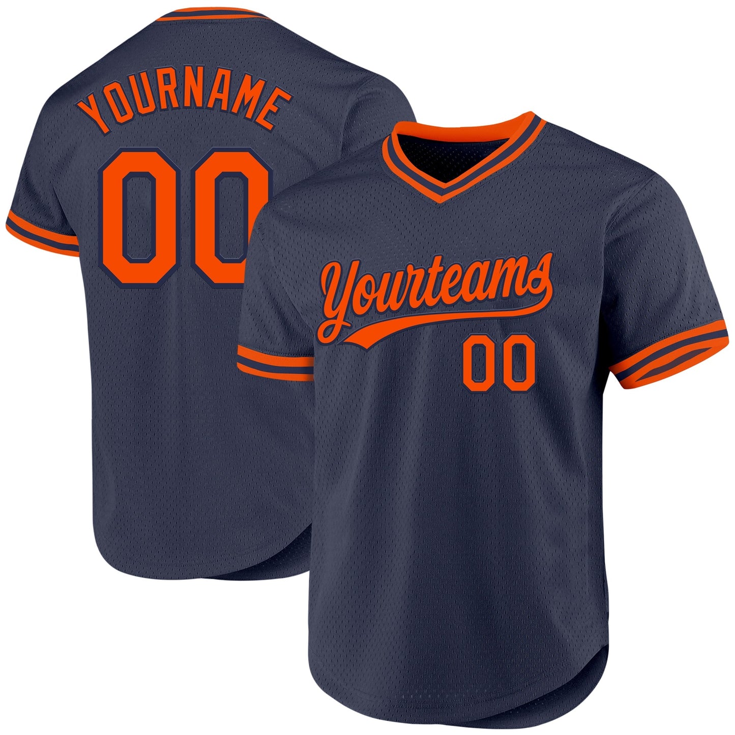 Custom Navy Orange Authentic Throwback Baseball Jersey baseball jersey product view 1