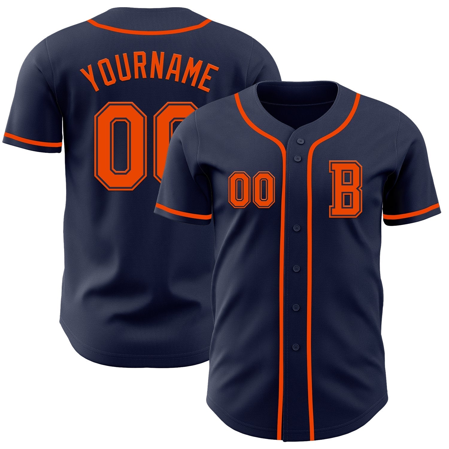 Custom Navy Orange Authentic Baseball Jersey baseball jersey product view 1