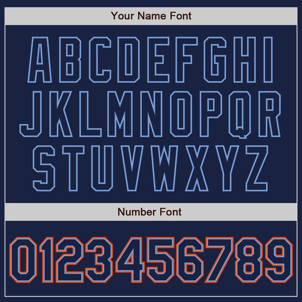 Custom Navy Powder Blue-Orange Authentic Baseball Jersey baseball jersey product view 4