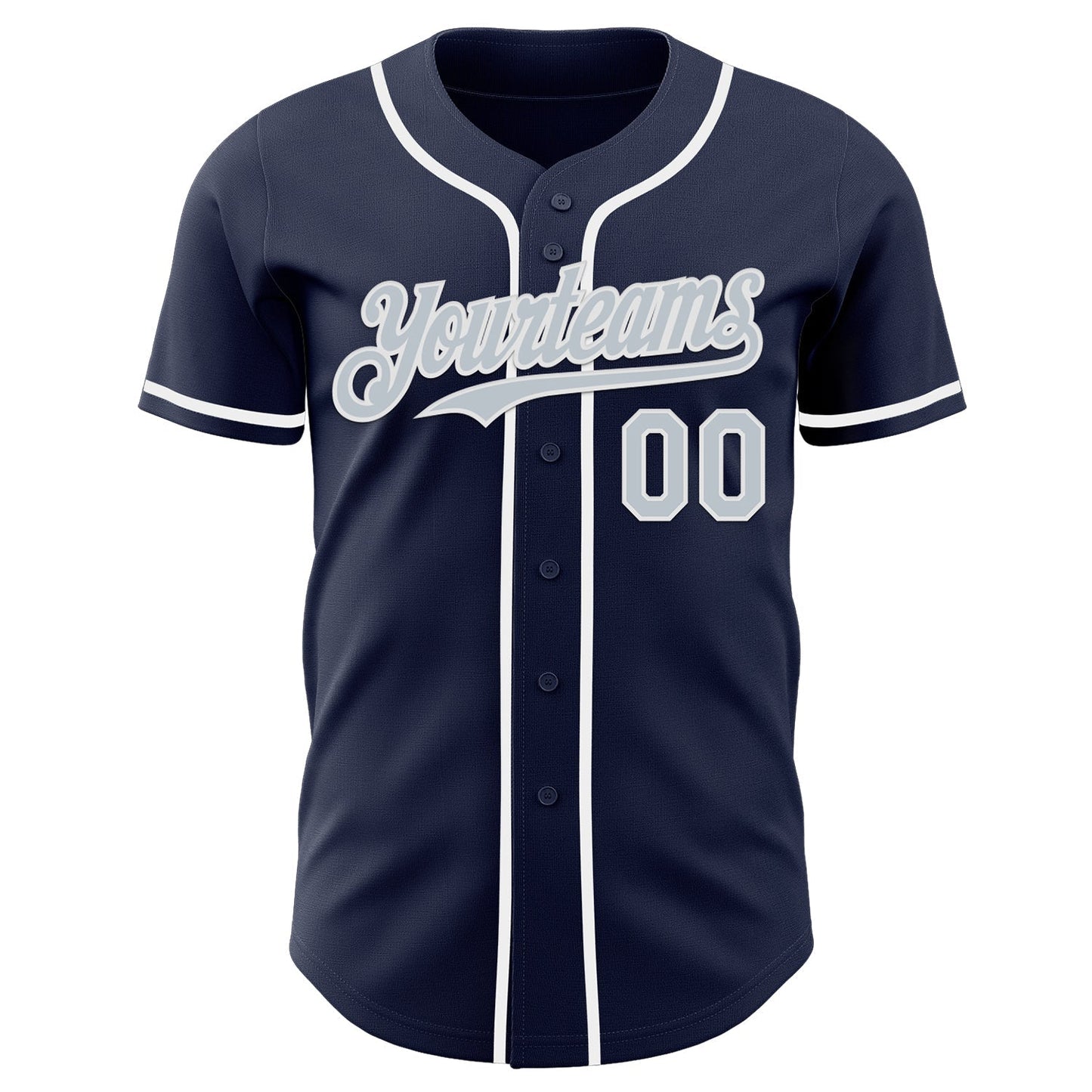 Custom Navy Silver-White Authentic Baseball Jersey baseball jersey product view 2