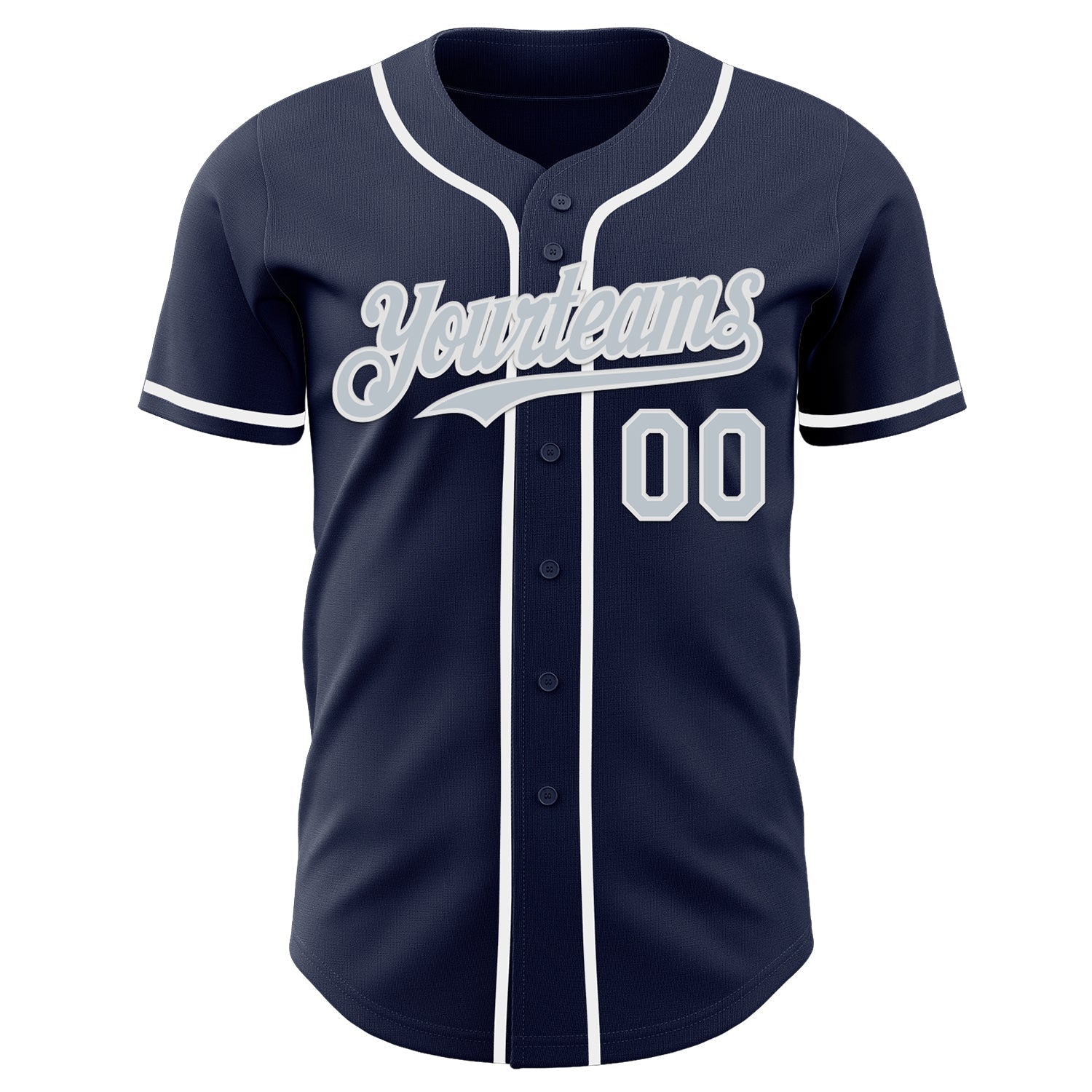 Custom Navy Silver-White Authentic Baseball Jersey baseball jersey product view 2