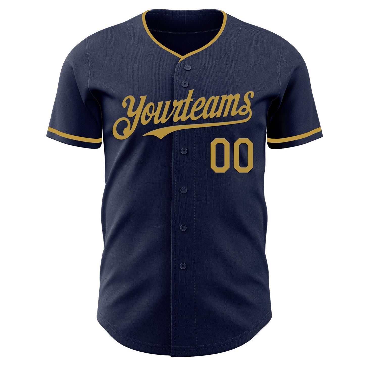 Custom Navy Old Gold Authentic Baseball Jersey baseball jersey product view 2