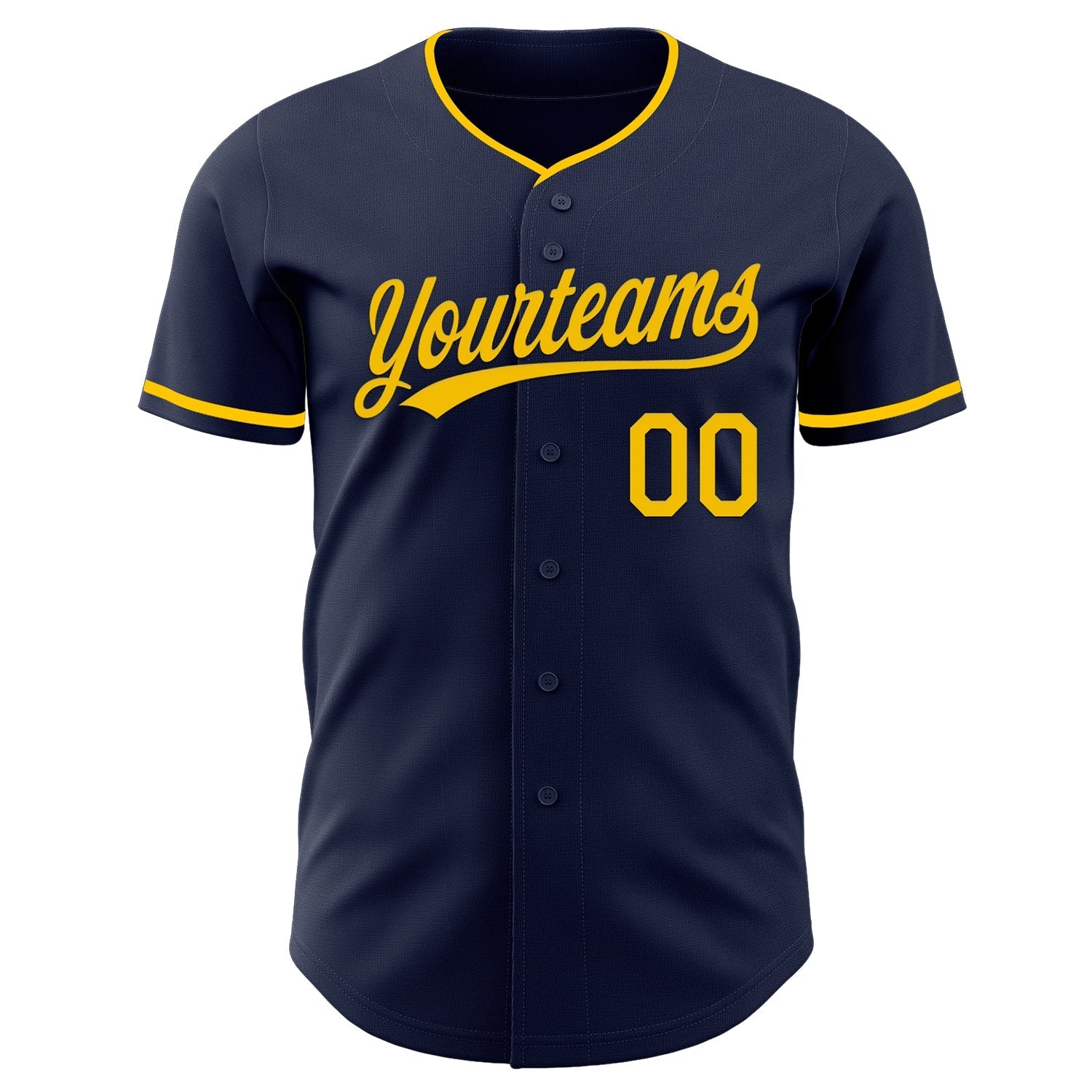 Custom Navy Yellow Authentic Baseball Jersey baseball jersey product view 2
