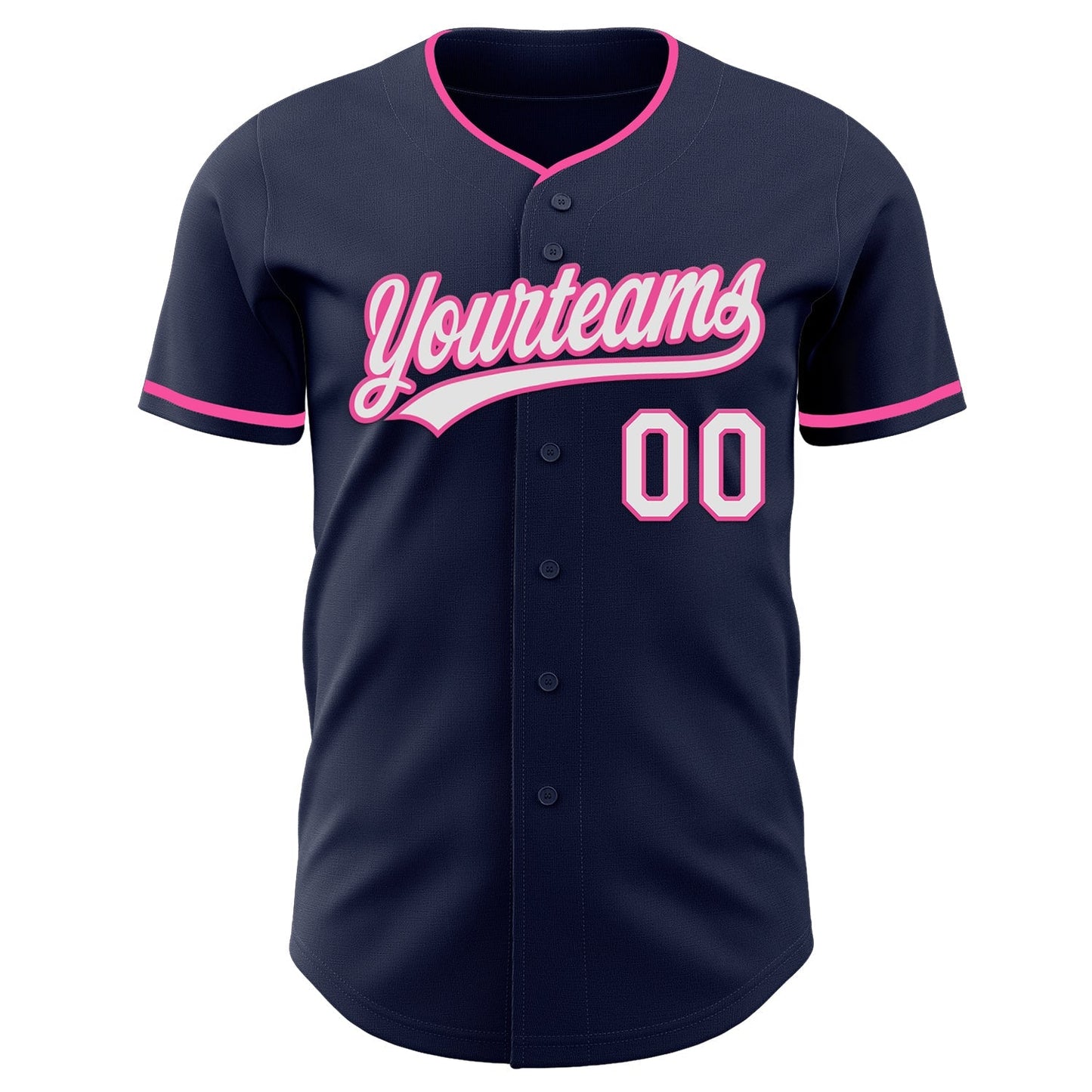 Custom Navy White-Pink Authentic Baseball Jersey baseball jersey product view 2