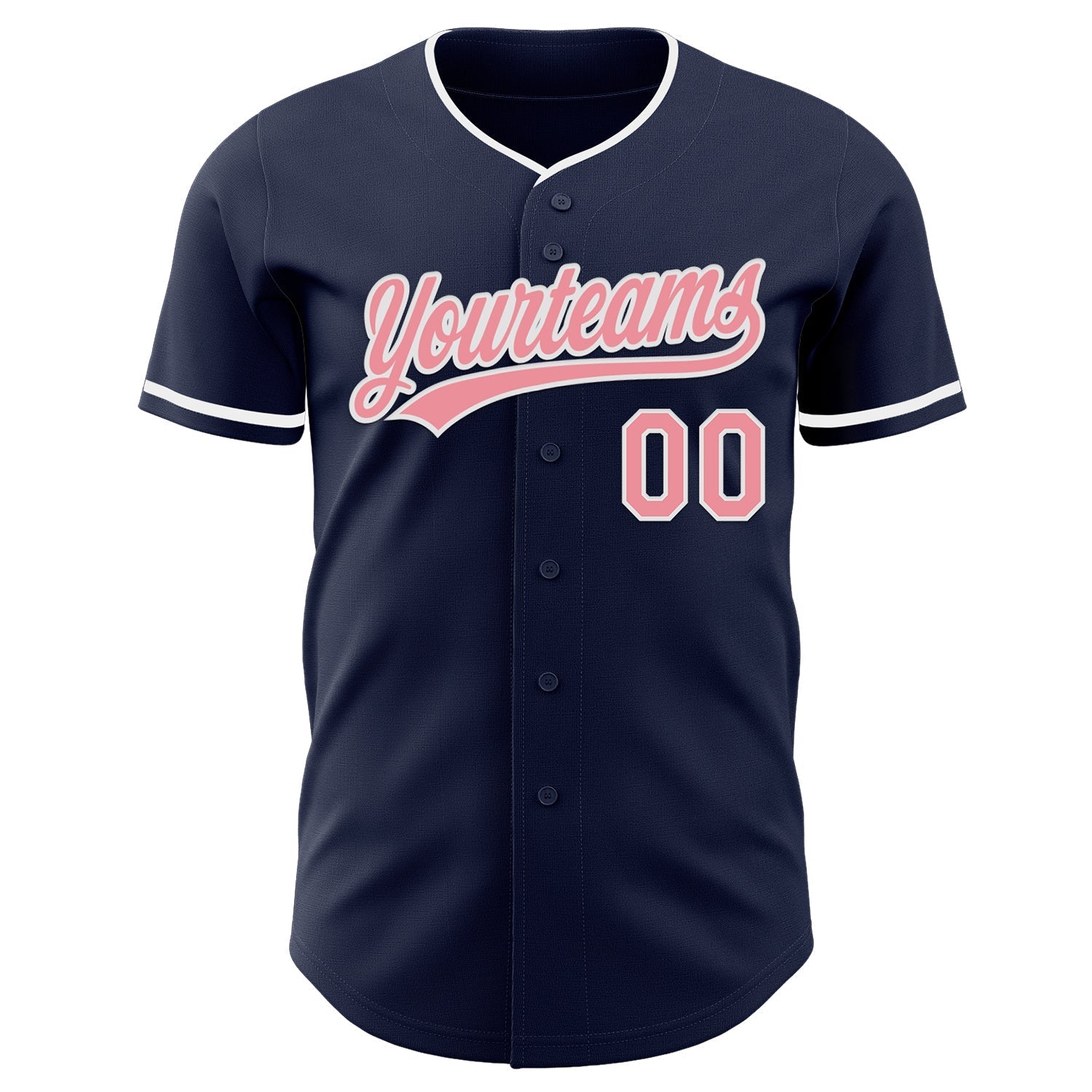 Custom Navy Medium Pink-White Authentic Baseball Jersey baseball jersey product view 2