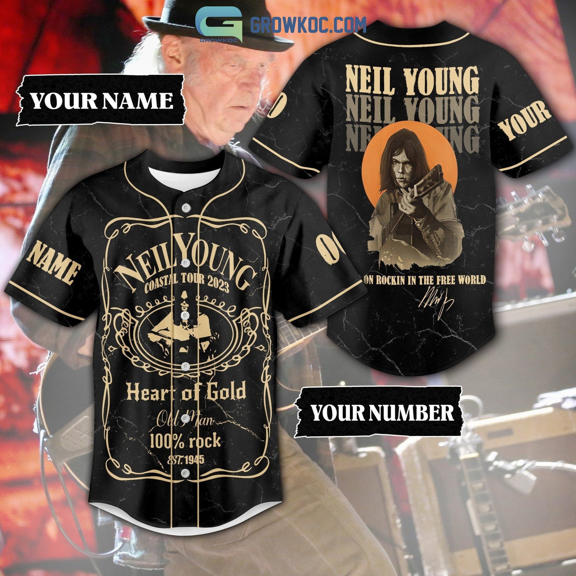 Neil Young Coastal Tour 2023 Keep On Rockin In The Free World Personalized Baseball Jersey baseball jersey product view 1