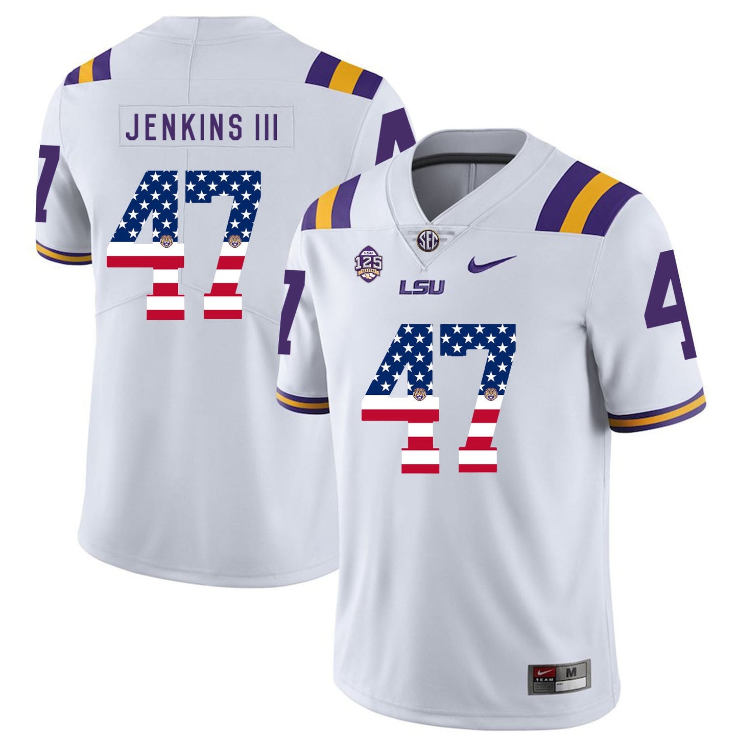 Nelson Jenkins III 47 White College Football Jersey football jersey product view 1
