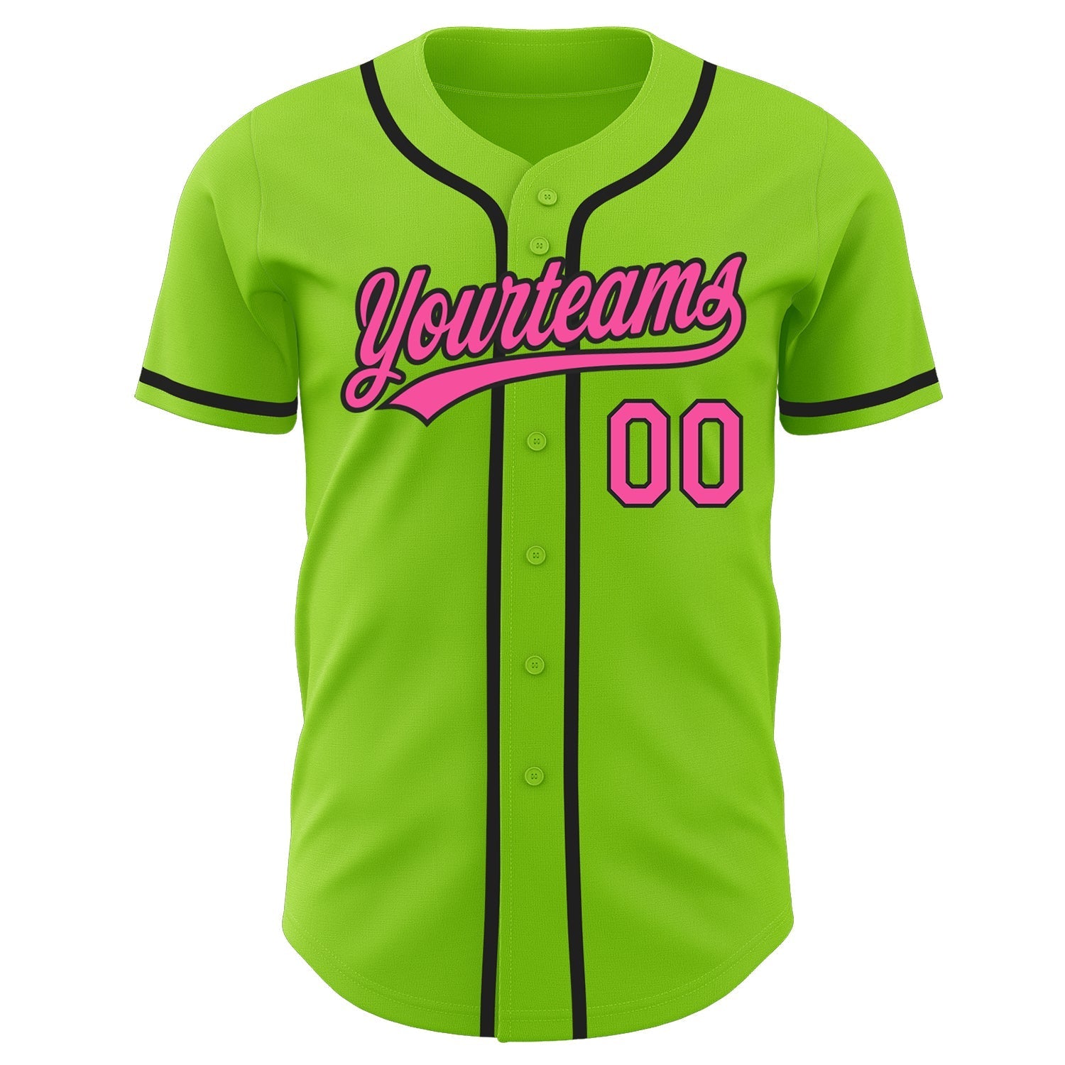 Custom Neon Green Pink-Black Authentic Baseball Jersey baseball jersey product view 2