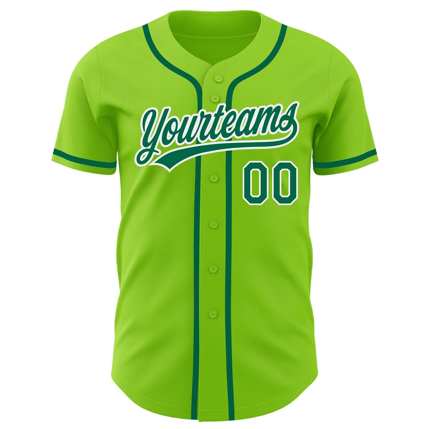 Custom Neon Green Kelly Green-White Authentic Baseball Jersey baseball jersey product view 2