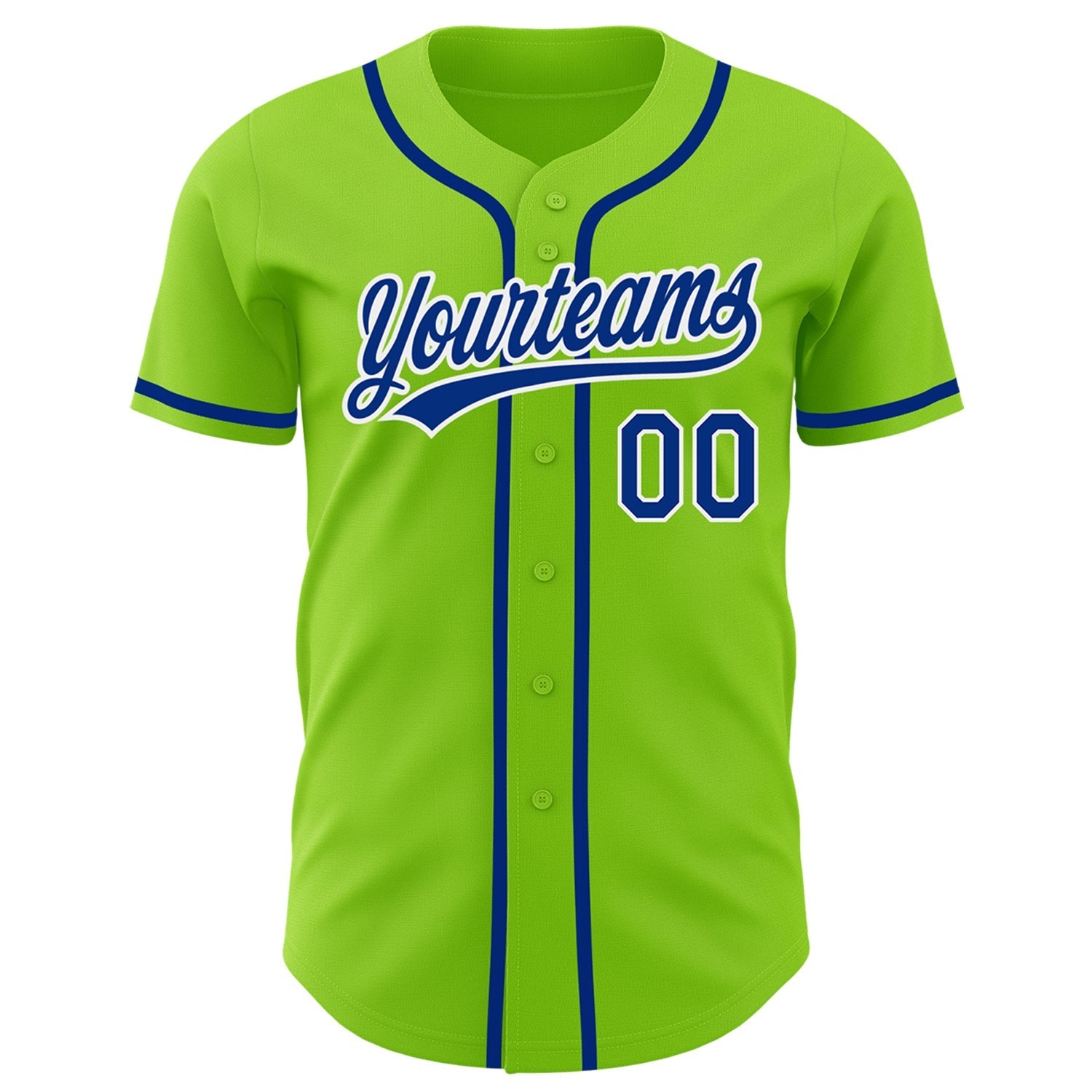 Custom Neon Green Royal-White Authentic Baseball Jersey baseball jersey product view 2