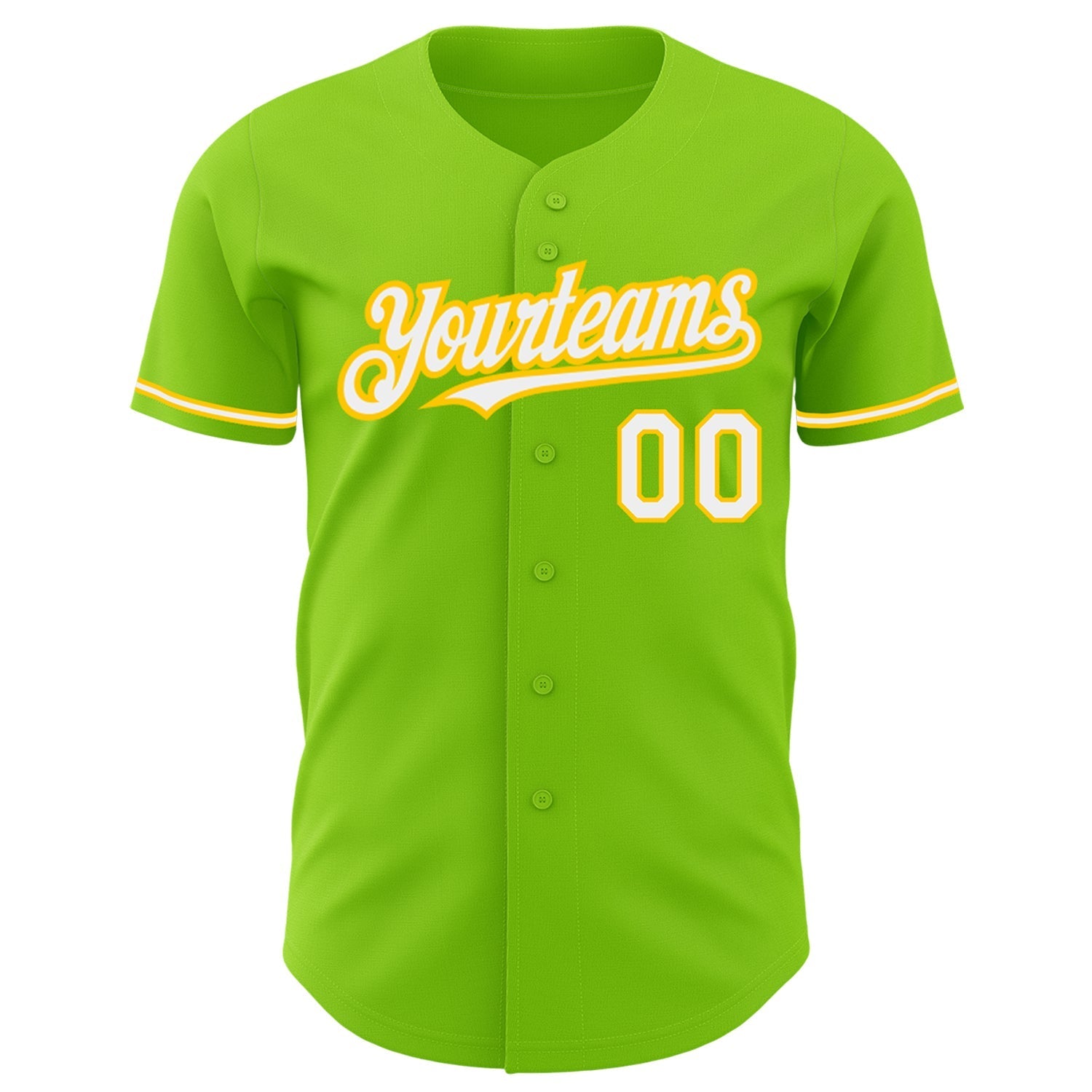 Custom Neon Green White-Yellow Authentic Baseball Jersey baseball jersey product view 2