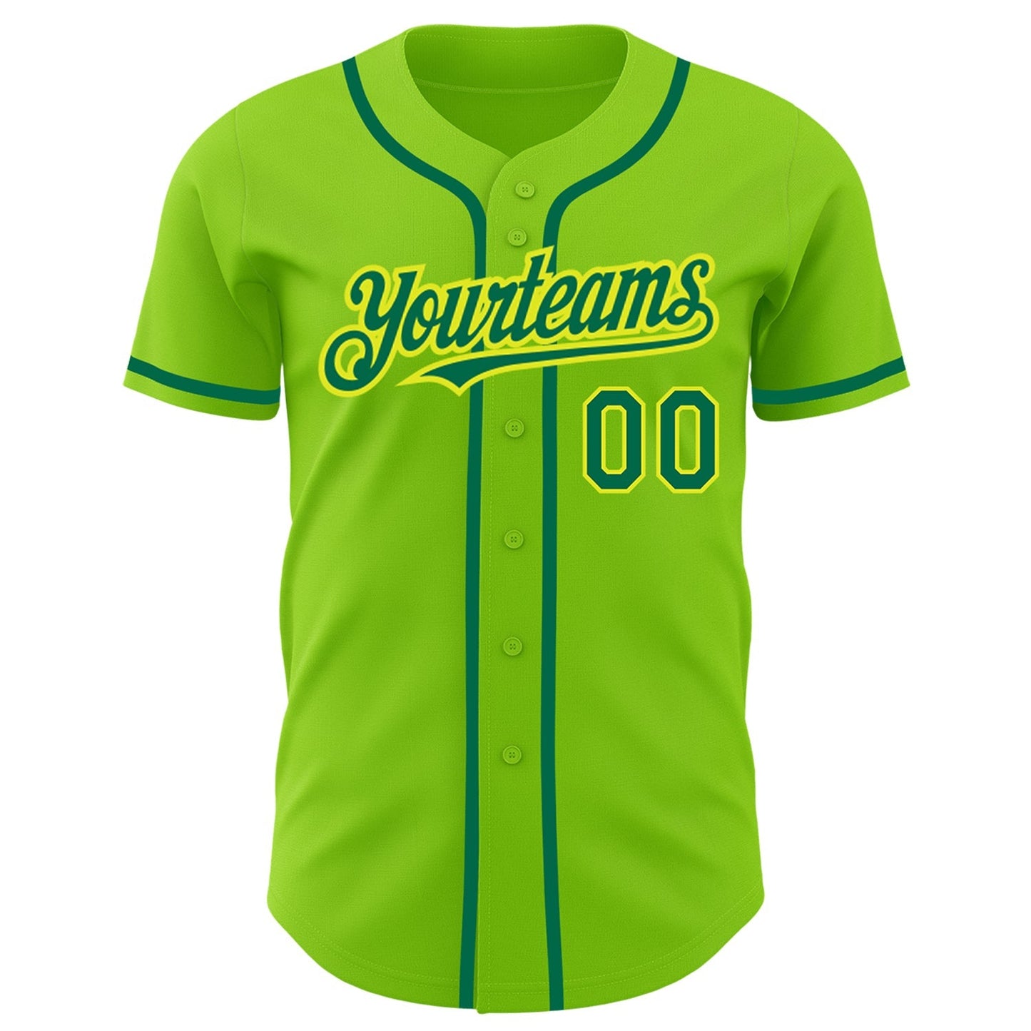Custom Neon Green Kelly Green-Neon Yellow Authentic Baseball Jersey baseball jersey product view 2