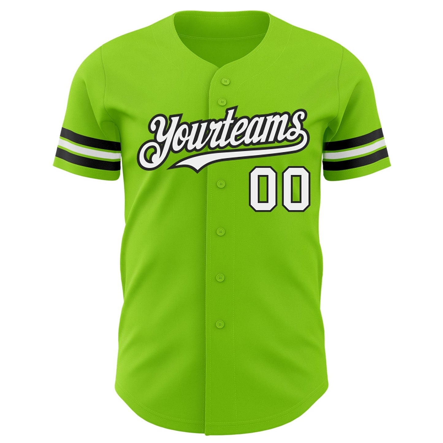 Custom Neon Green White-Black Authentic Baseball Jersey baseball jersey product view 2