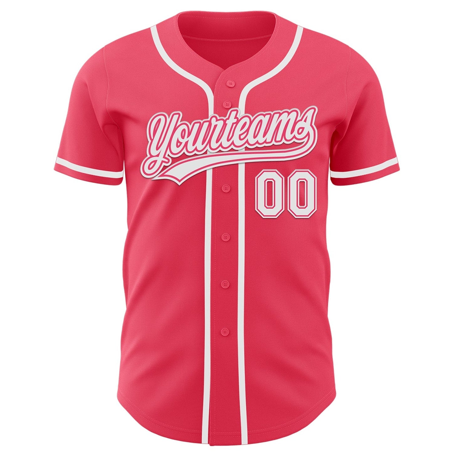 Custom Neon Pink White Authentic Baseball Jersey baseball jersey product view 2