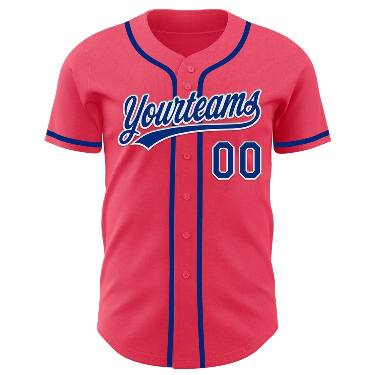 Custom Neon Pink Royal-White Authentic Baseball Jersey baseball jersey product view 2