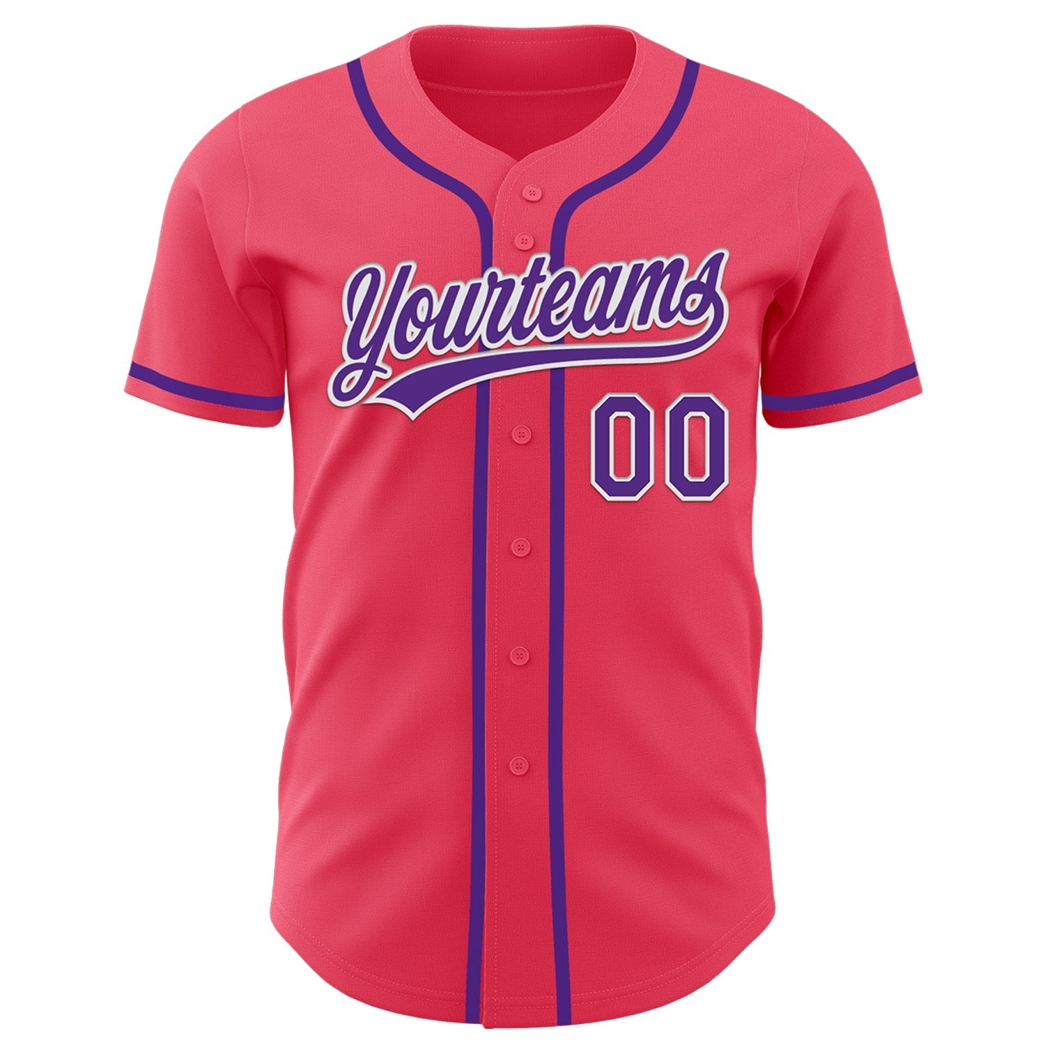 Custom Neon Pink Purple-White Authentic Baseball Jersey baseball jersey product view 2