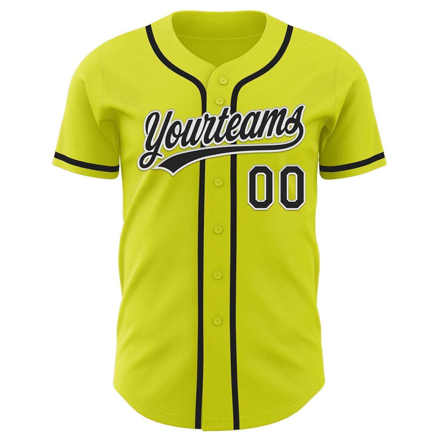 Custom Neon Yellow Black-White Authentic Baseball Jersey baseball jersey product view 2