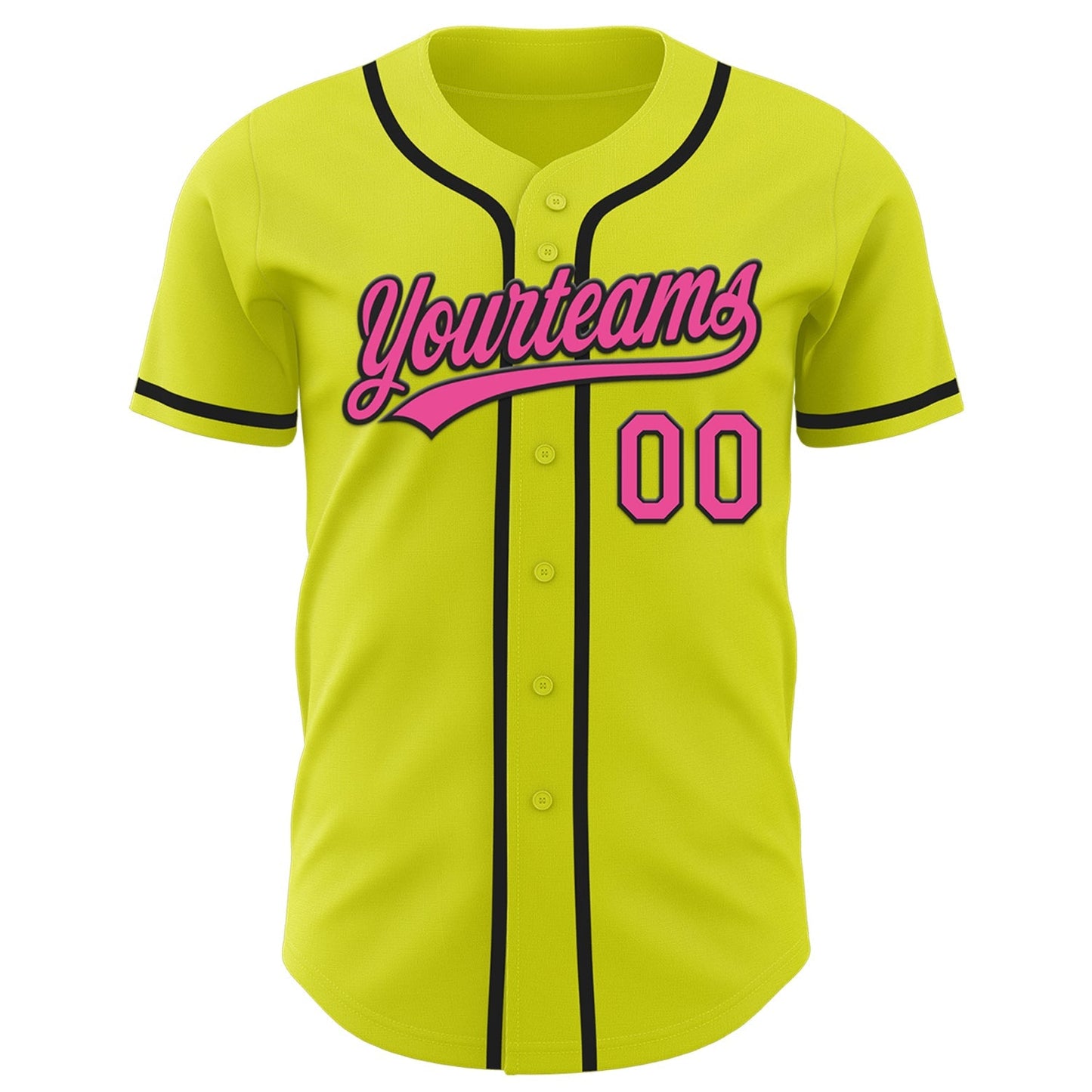 Custom Neon Yellow Pink-Black Authentic Baseball Jersey baseball jersey product view 2