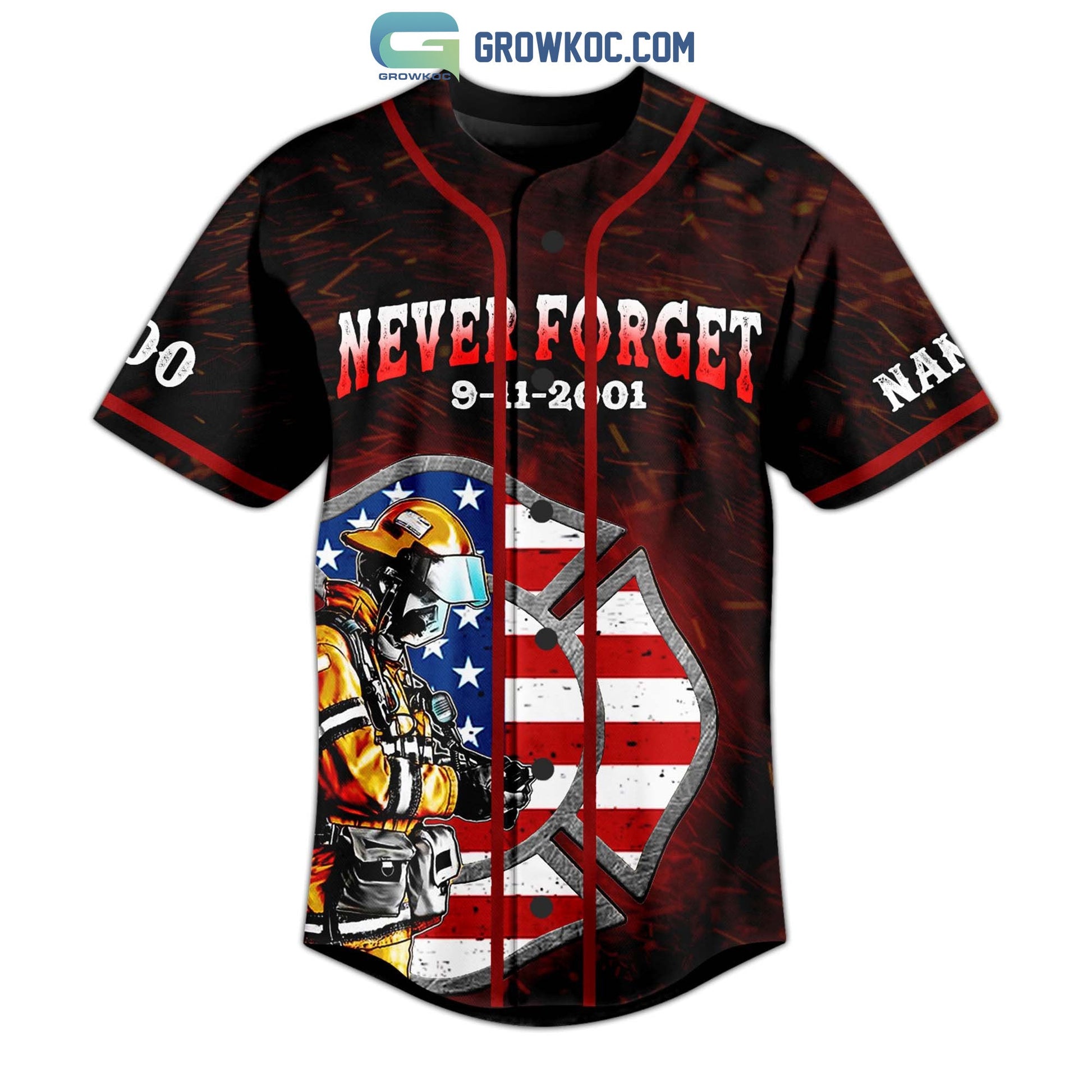 Never Forget 9 11 2001 22th Anniversary Bravery Honor Sacrifice Personalized Baseball Jersey baseball jersey product view 2