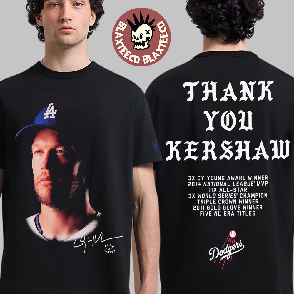 New Era Los Angeles Dodgers X Born x Raised Thank You Clayton Kershaw T-Shirt Unisex T-shirt, Sweatshirt, Hoodie, Long Sleeve Tee - T-Shirt, Sweatshirt, Hoodie