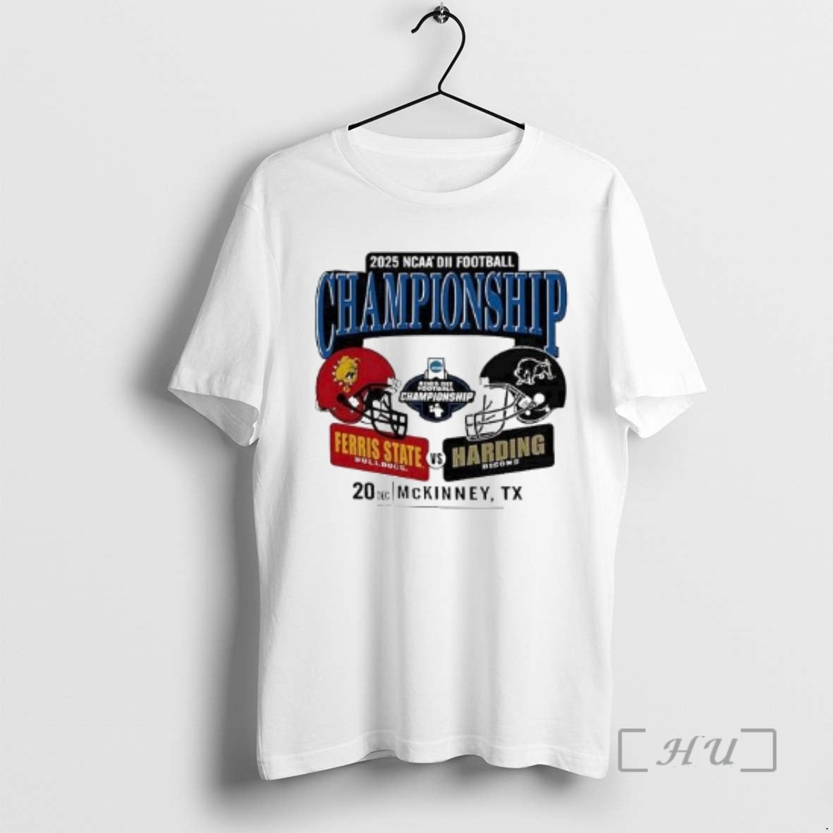 New Ferris State Bulldogs Vs Harding Bisons 2025 Ncaa Division Ii Football Championship Circle White - T-Shirt, Sweatshirt, Hoodie