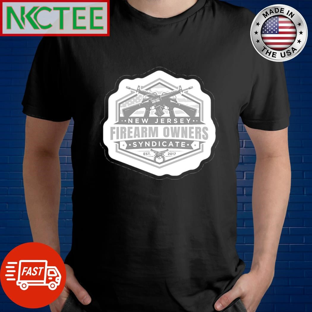 New Jersey Firearm Owners Syndicate black white logo shirt Unisex T-shirt, Sweatshirt, Hoodie, Long Sleeve Tee - T-Shirt, Sweatshirt, Hoodie