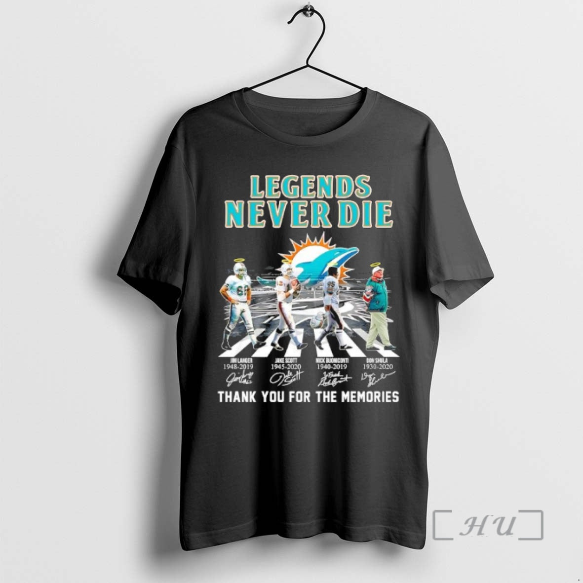New Legends Never Die Miami Dolphins Jim Langer Jake Scott Nick Buoniconti Don Shula Signatures - T-Shirt, Sweatshirt, Hoodie