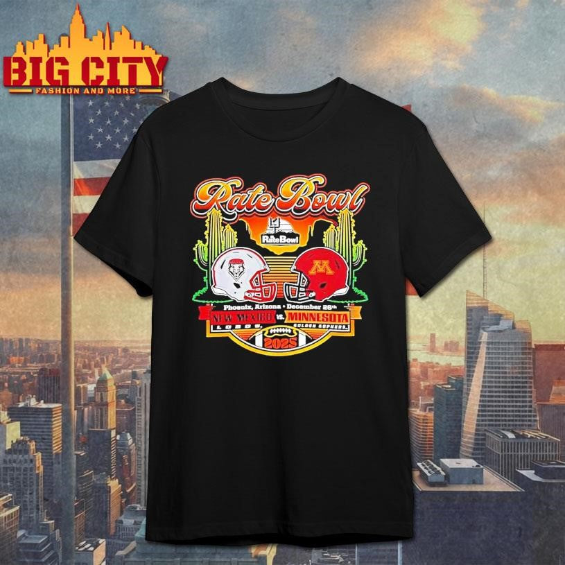 New Mexico Lobos Vs Minnesota Golden Gophers Rate Bowl 2025 Helmet Matchup Shirt Unisex T-shirt, Sweatshirt, Hoodie, Long Sleeve Tee - T-Shirt, Sweatshirt, Hoodie