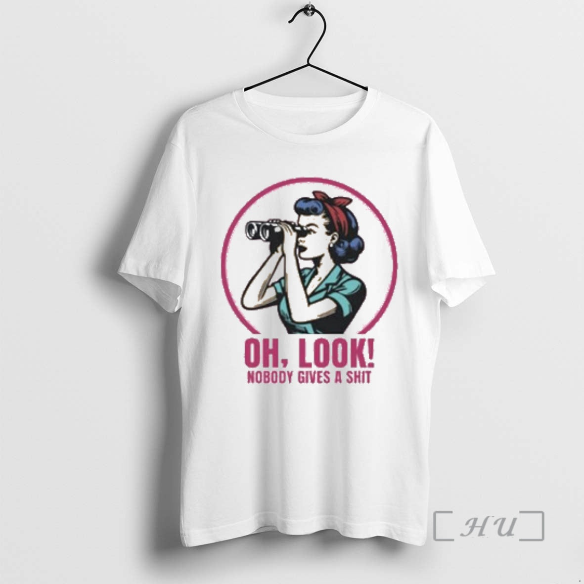 New Oh Look Nobody Gives A Shit Circle White - T-Shirt, Sweatshirt, Hoodie