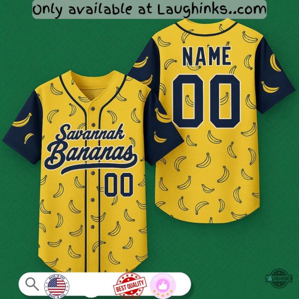 New Savannah Bananas Full Printed Baseball Jersey Shirt Yellow baseball jersey product view 1