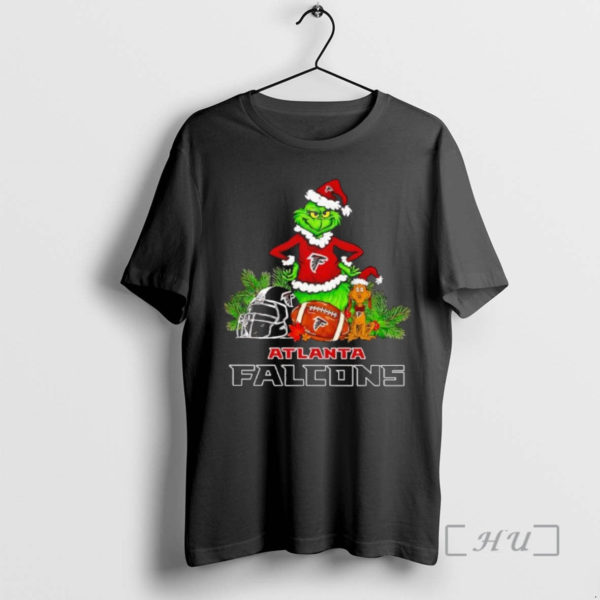 New The Grinch And Max Atlanta Falcons Christmas Helmet Items - T-Shirt, Sweatshirt, Hoodie