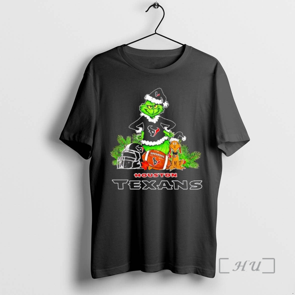 New The Grinch And Max Houston Texans Christmas Helmet Items - T-Shirt, Sweatshirt, Hoodie