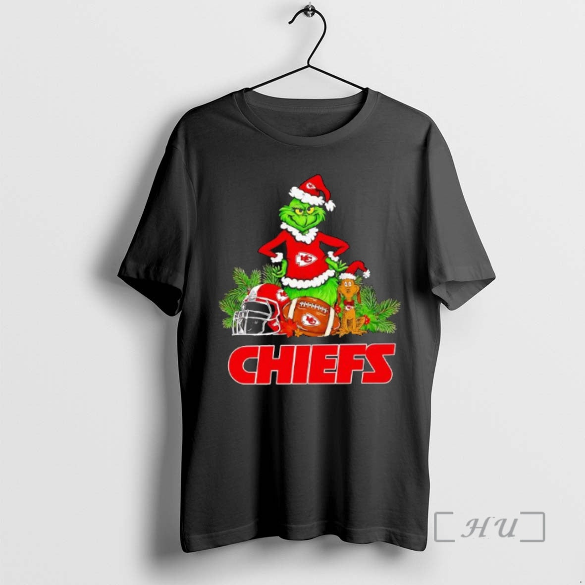 New The Grinch And Max Kansas City Chiefs Christmas Helmet Items Premium T Shirts Sweater - T-Shirt, Sweatshirt, Hoodie