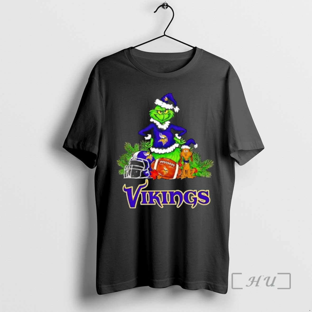 New The Grinch And Max Minnesota Vikings Christmas Helmet Items - T-Shirt, Sweatshirt, Hoodie
