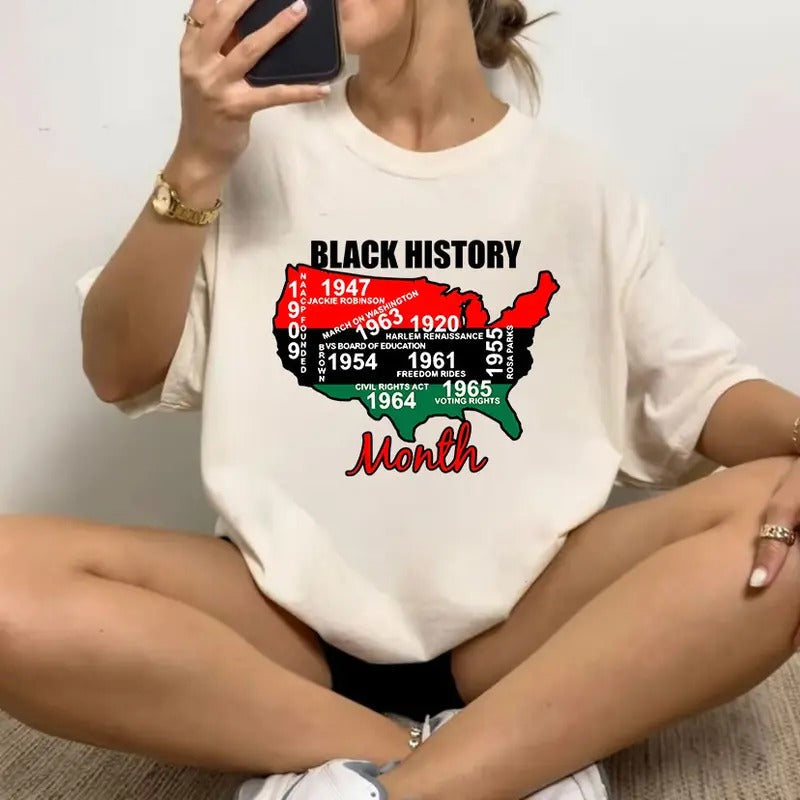 New Version Black History Month Map Human Right - Adult & Kids T-Shirts, Sweatshirts & Hoodies apparel design preview 1