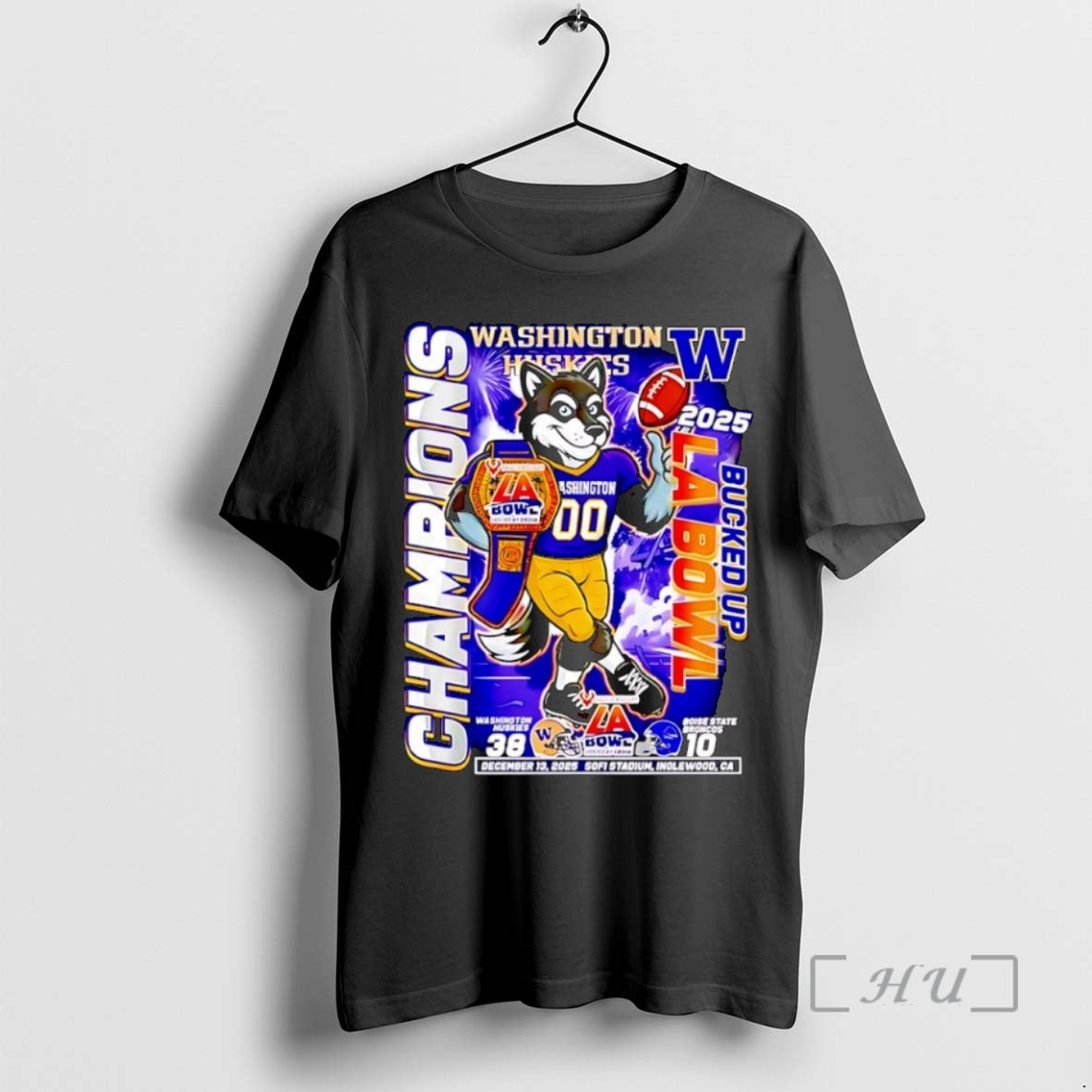 New Washington Huskies Bucked Up La Bowl Champions 2025 Mascot - T-Shirt, Sweatshirt, Hoodie