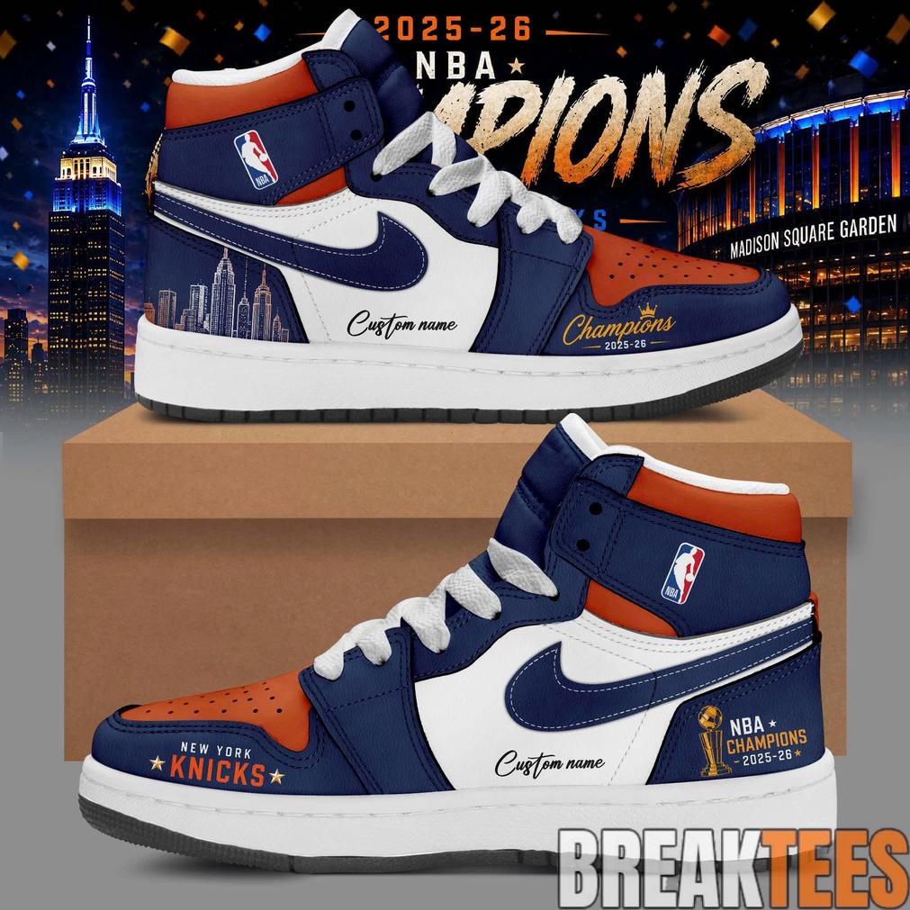 New York Knick 2026 NBA Champions AJ1 Shoes Unisex T-shirt, Sweatshirt, Hoodie, Long Sleeve Tee - T-Shirt, Sweatshirt, Hoodie