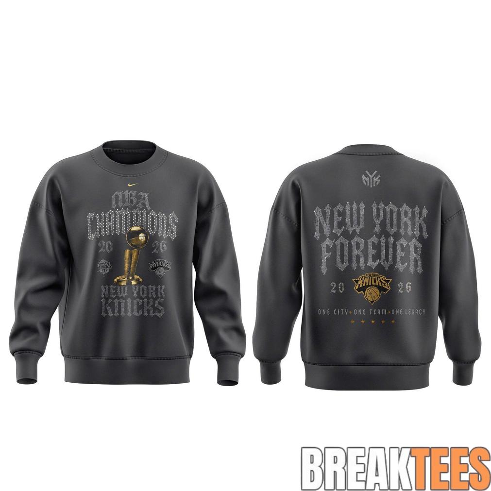 New York Knick 2026 NBA Champions Forever' Grey - Adult & Kids T-Shirts, Sweatshirts & Hoodies apparel design preview 2
