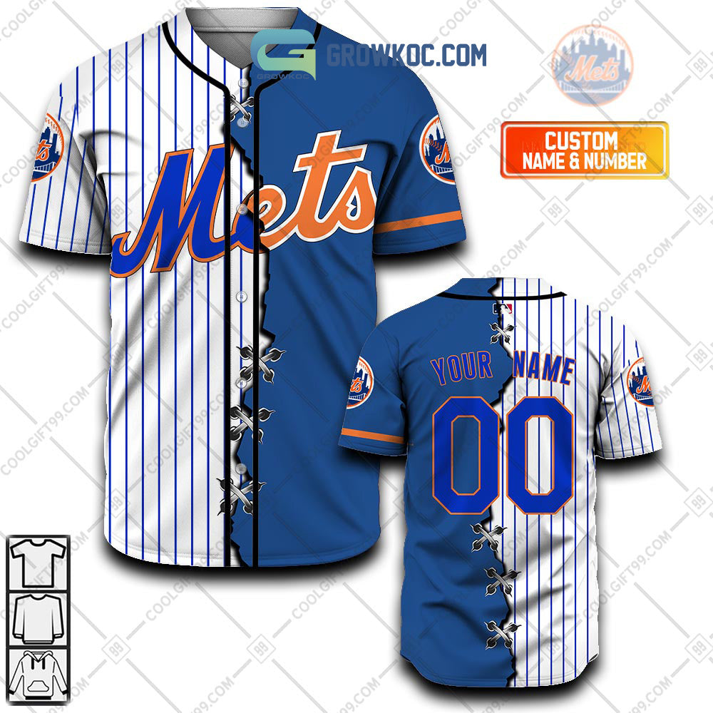 New York Mets MLB Personalized Mix Baseball Jersey baseball jersey product view 1