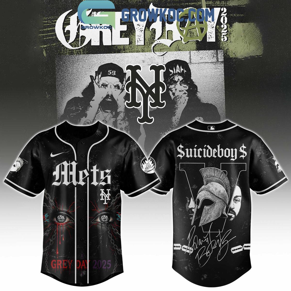 New York Mets Mix Suicideboys Grey Day 2025 Baseball Jersey baseball jersey product view 1