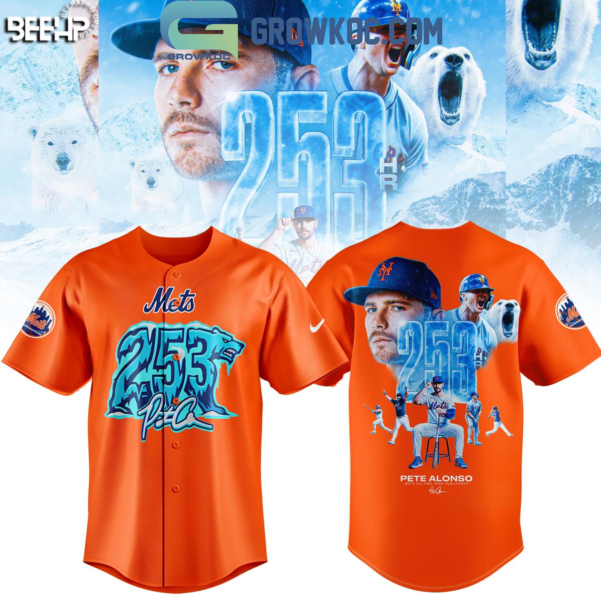 New York Mets Pete Alonso Hits Home Run 253 Baseball Jersey baseball jersey product view 1