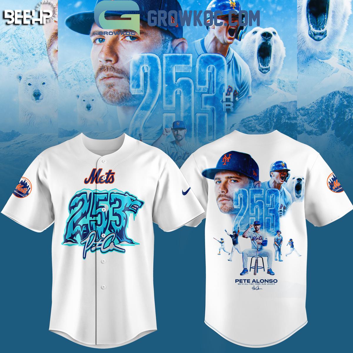 New York Mets Pete Alonso Hits Home Run 253 Baseball Jersey baseball jersey product view 3