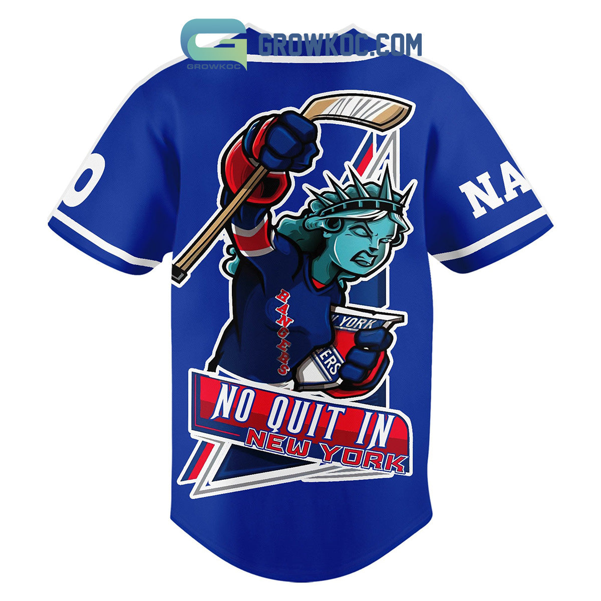 New York Rangers No Quit In New York Personalized Baseball Jersey baseball jersey product view 3