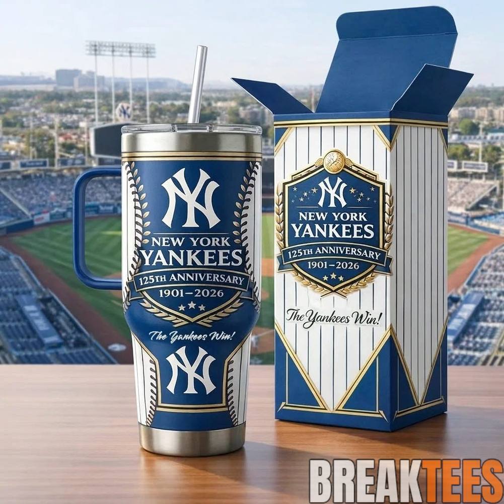 New York Yankees 125th Anniversary YETI Tumbler Unisex T-shirt, Sweatshirt, Hoodie, Long Sleeve Tee - T-Shirt, Sweatshirt, Hoodie