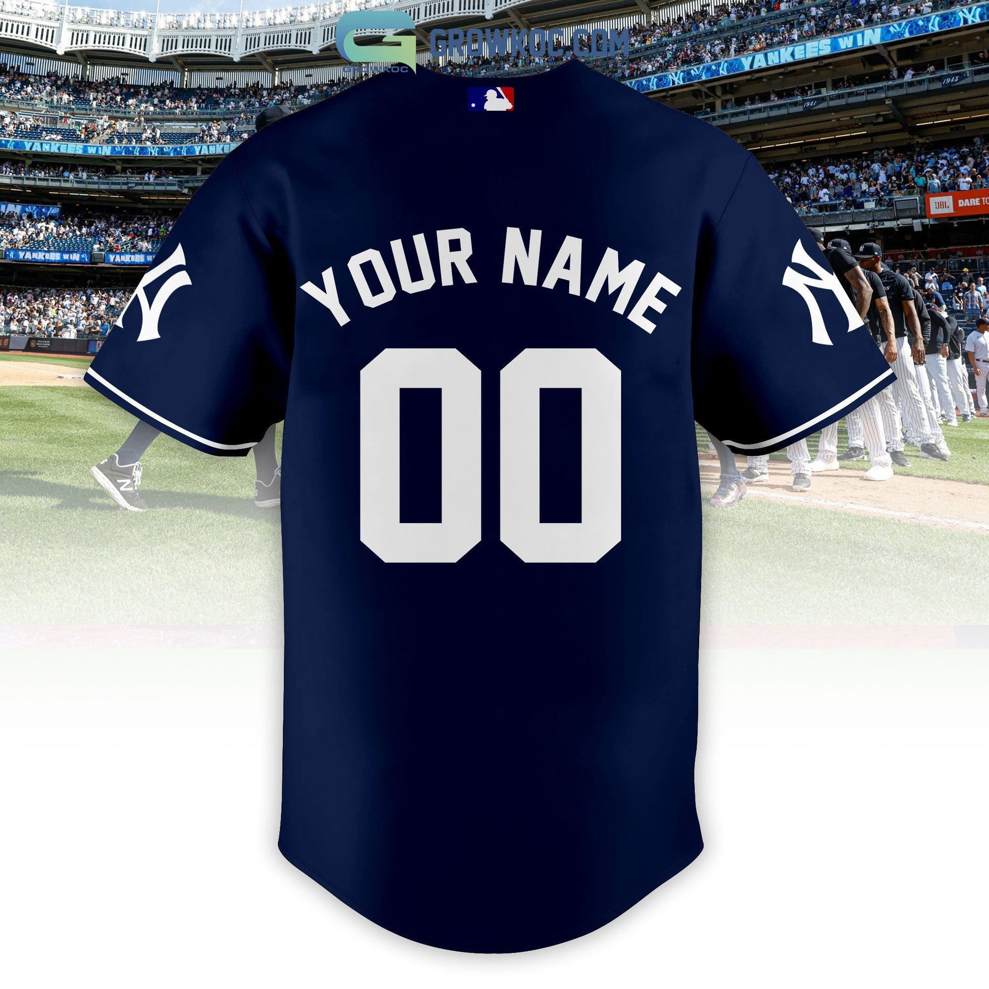 New York Yankees City Champions Best Team Navy Design Personalized Baseball Jersey baseball jersey product view 3