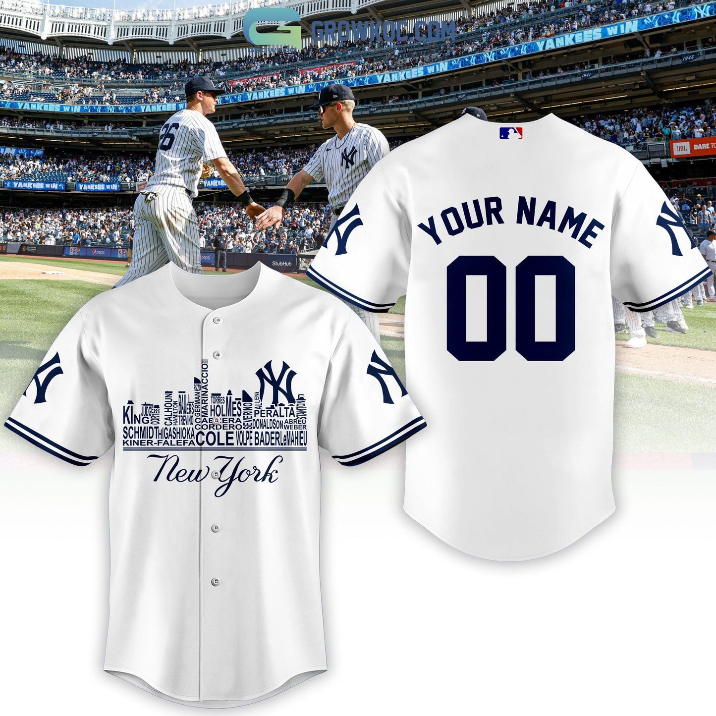 New York Yankees City Champions Best Team Personalized Baseball Jersey baseball jersey product view 1